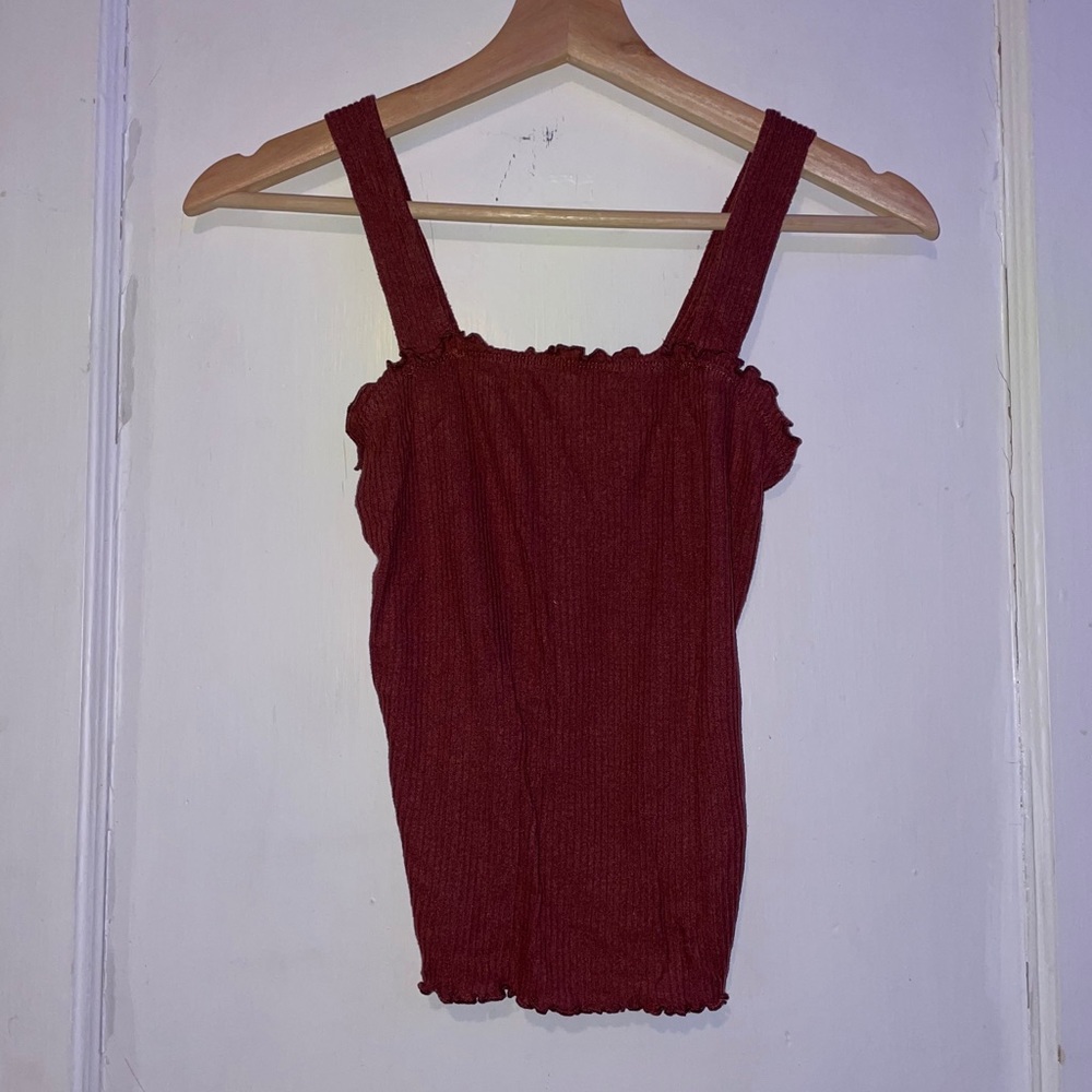 ruffle hemmed tube top